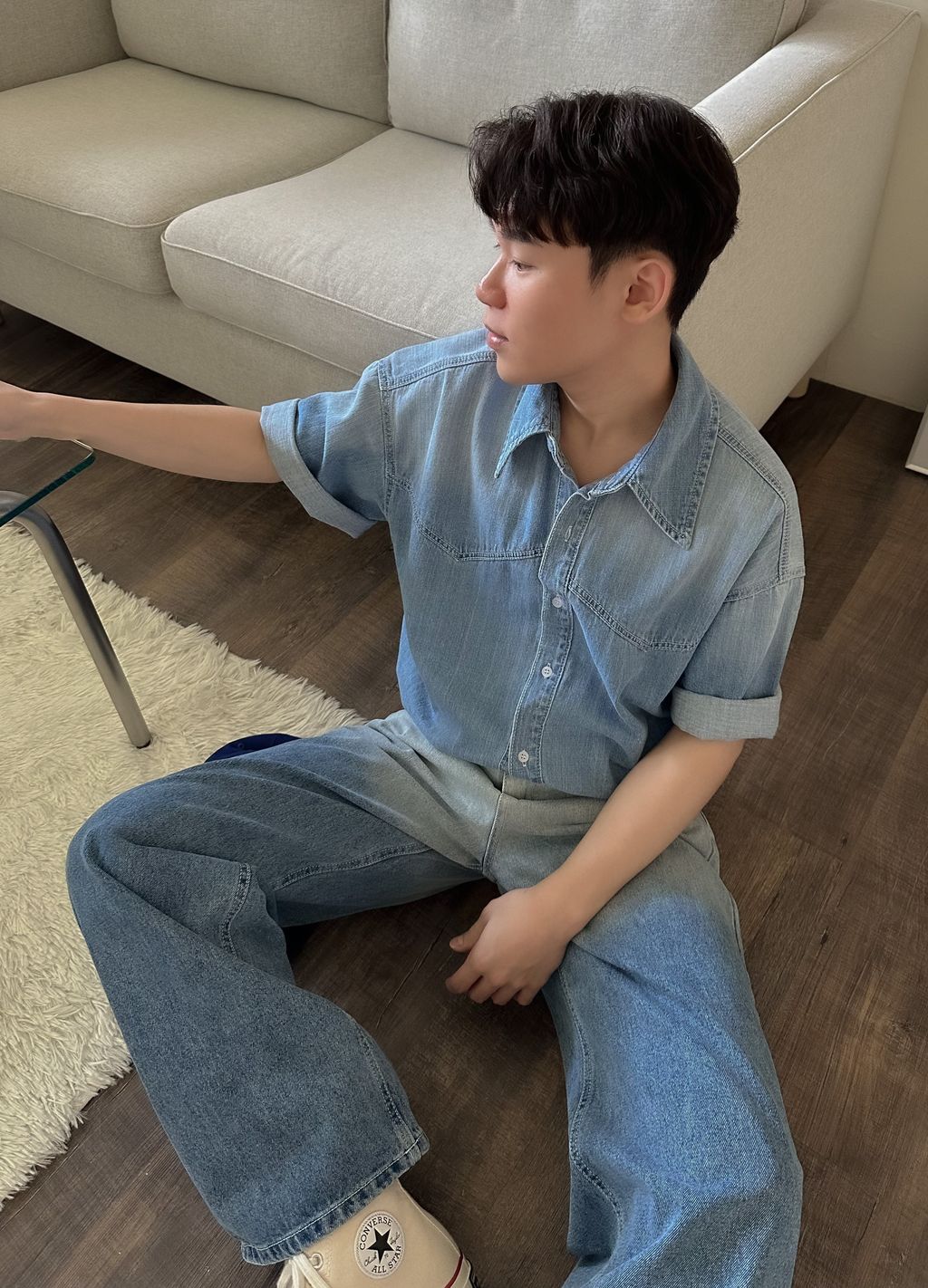 OPPAKOREA 水洗漸層牛仔寬褲 (推薦單品!!!) (可搭配套裝)