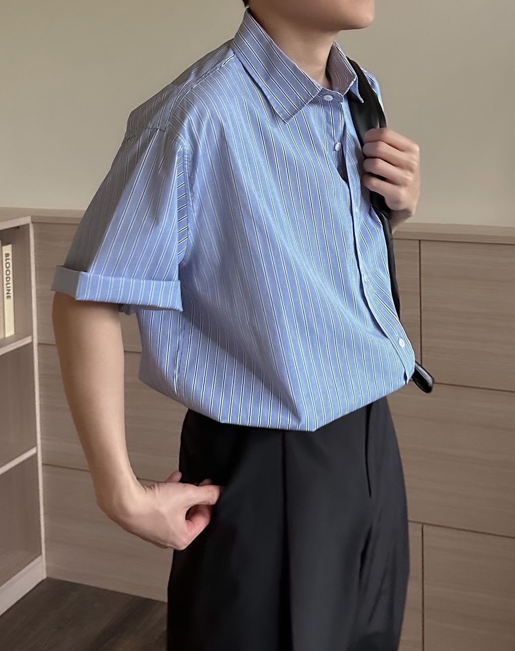OPPAKOREA Premium 條紋短袖襯衫 (2色)