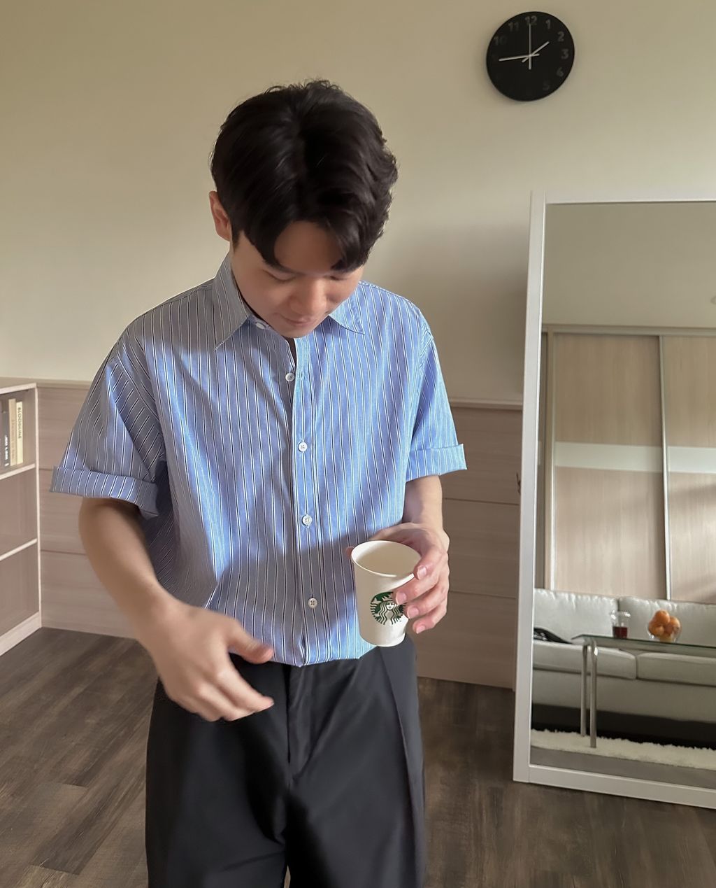 OPPAKOREA Premium 條紋短袖襯衫 (2色)