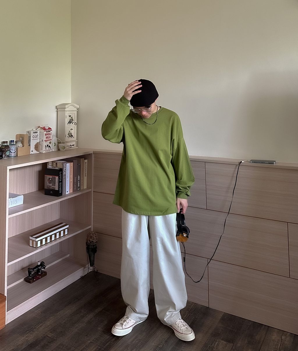 OPPAKOREA 車線弧形剪裁工作寬褲 (3色)
