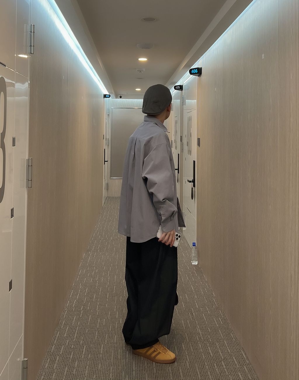 OPPAKOREA 兩褶輪廓剪裁休閒寬褲 (3色)