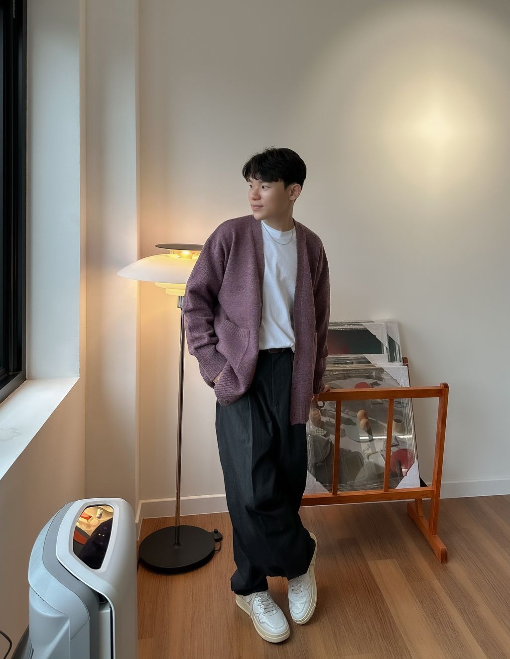 OPPAKOREA 兩褶輪廓剪裁休閒寬褲 (3色)