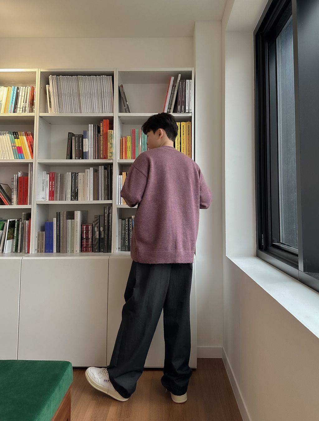 OPPAKOREA 兩褶輪廓剪裁休閒寬褲 (3色)