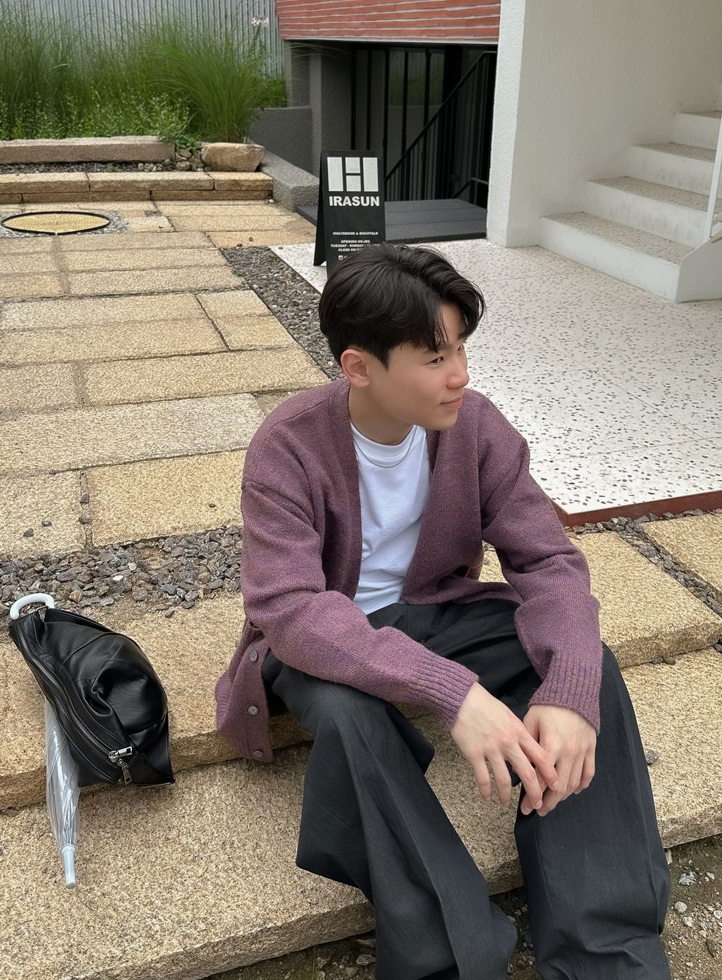 OPPAKOREA 兩褶輪廓剪裁休閒寬褲 (3色)