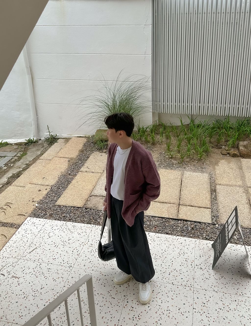 OPPAKOREA 兩褶輪廓剪裁休閒寬褲 (3色)