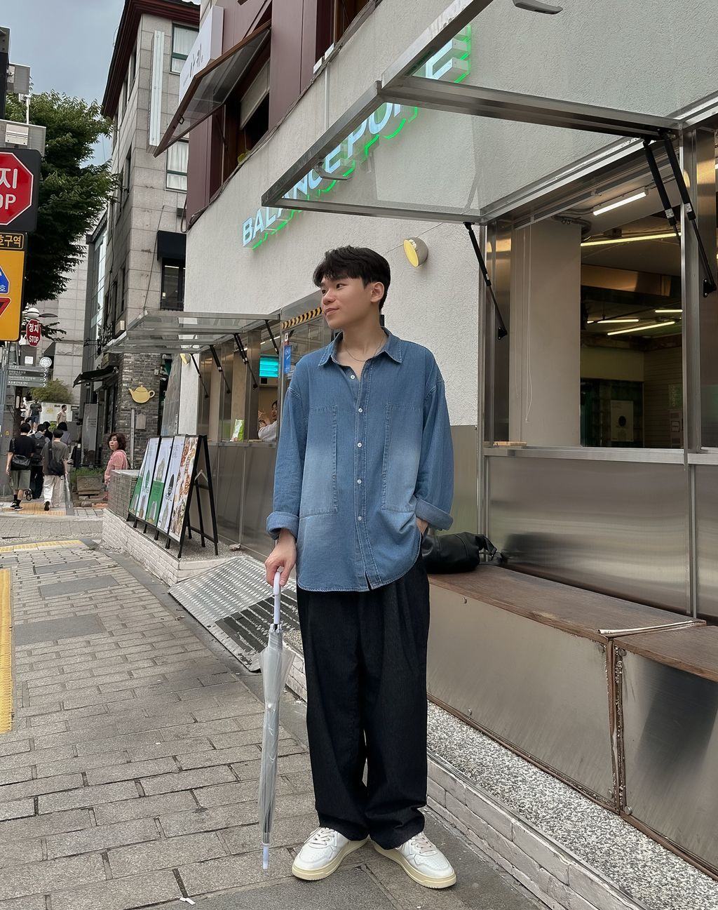 OPPAKOREA 打褶英倫細條寬褲 (3色)