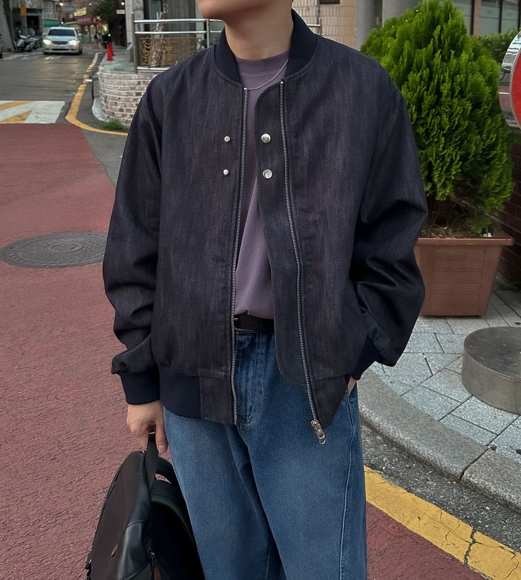 OPPAKOREA 設計感壓釦牛仔外套 (2色)