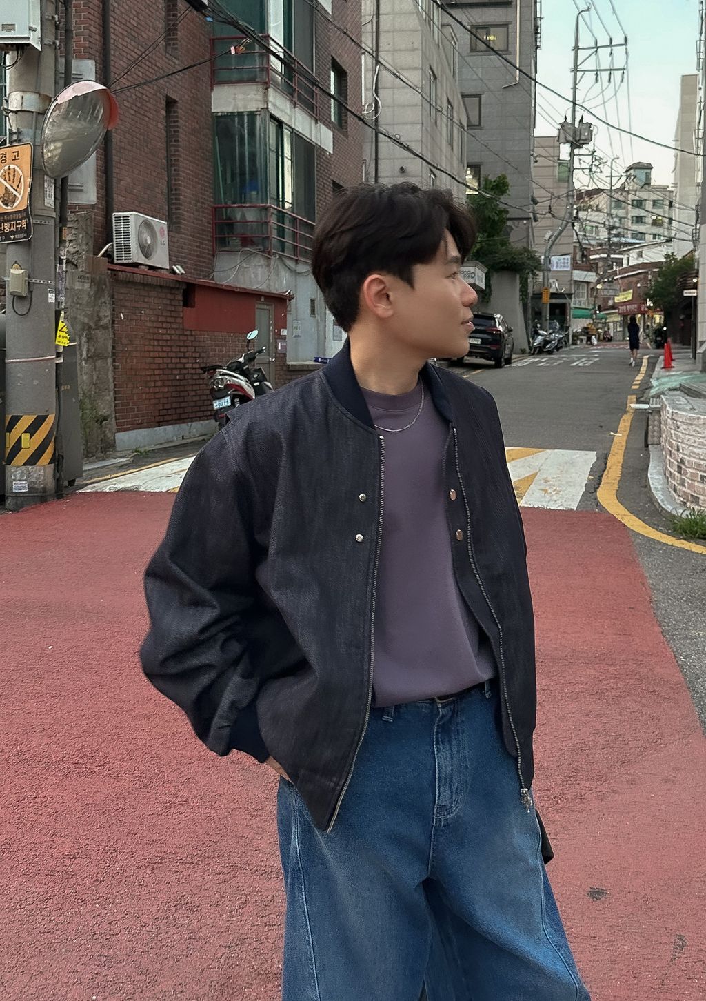 OPPAKOREA 設計感壓釦牛仔外套 (2色)