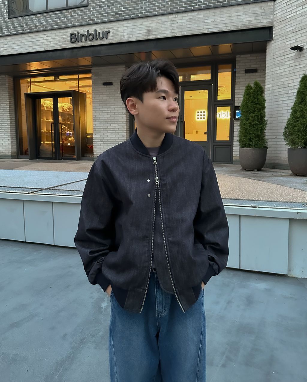 OPPAKOREA 設計感壓釦牛仔外套 (2色)