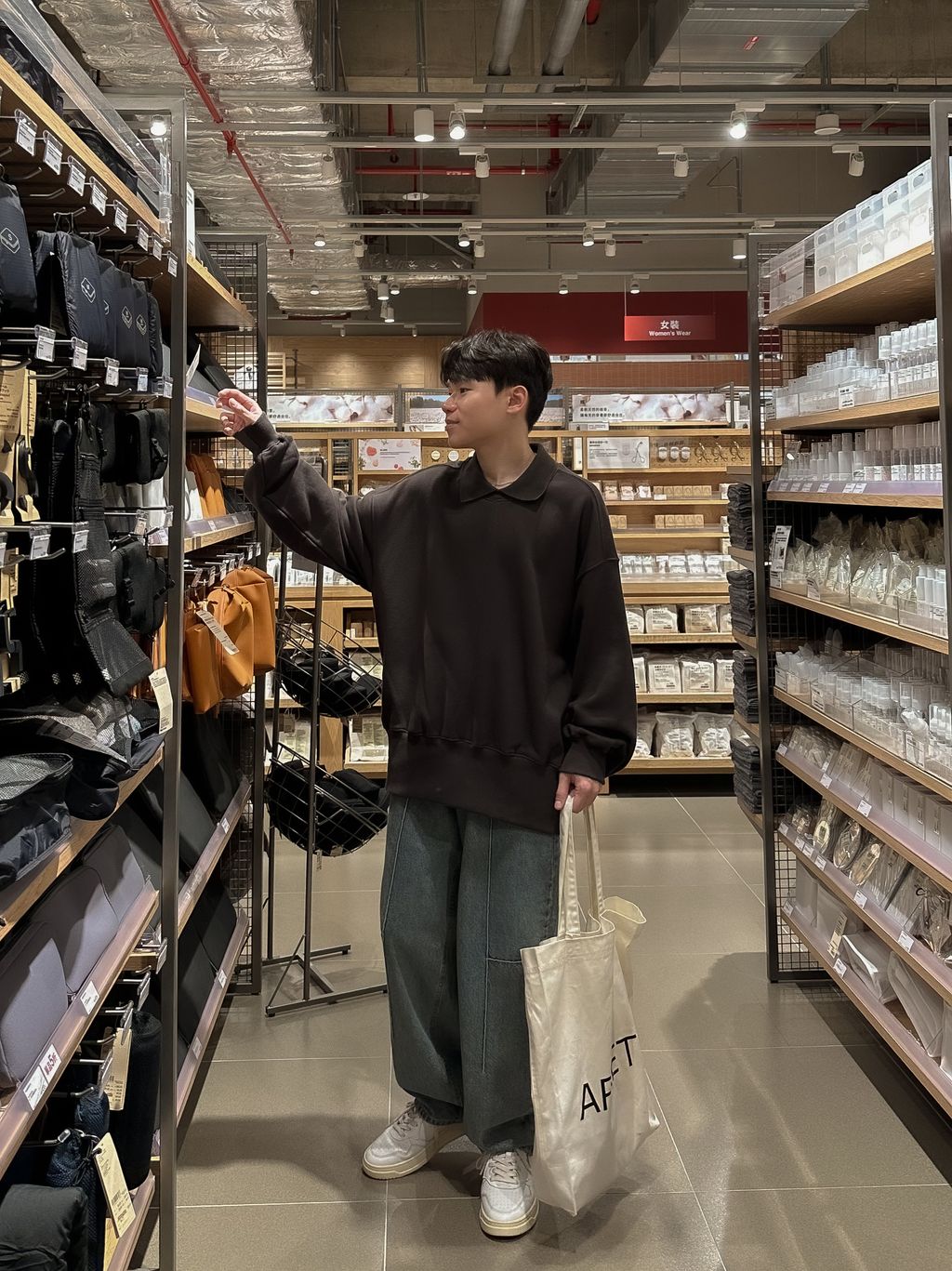OPPAKOREA 調扣拼接車線牛仔寬褲 (3色)