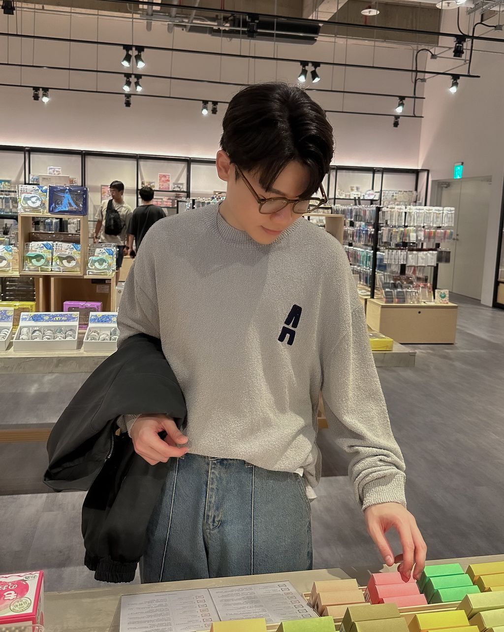 OPPAKOREA 調扣拼接車線牛仔寬褲 (3色)
