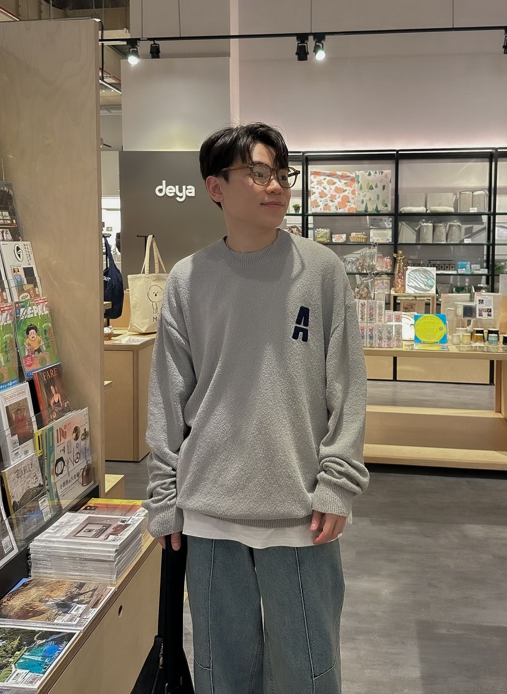 OPPAKOREA 調扣拼接車線牛仔寬褲 (3色)