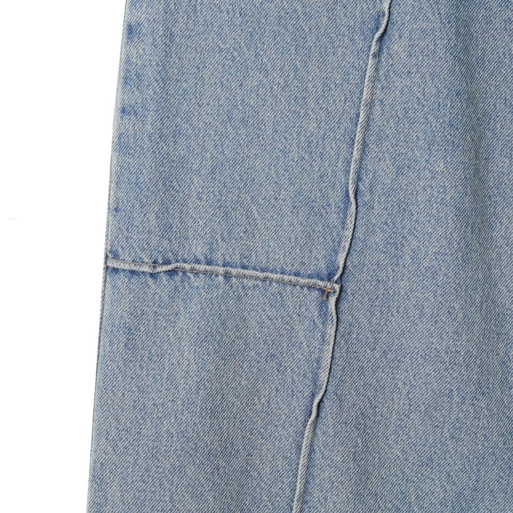 OPPAKOREA 調扣拼接車線牛仔寬褲 (3色)