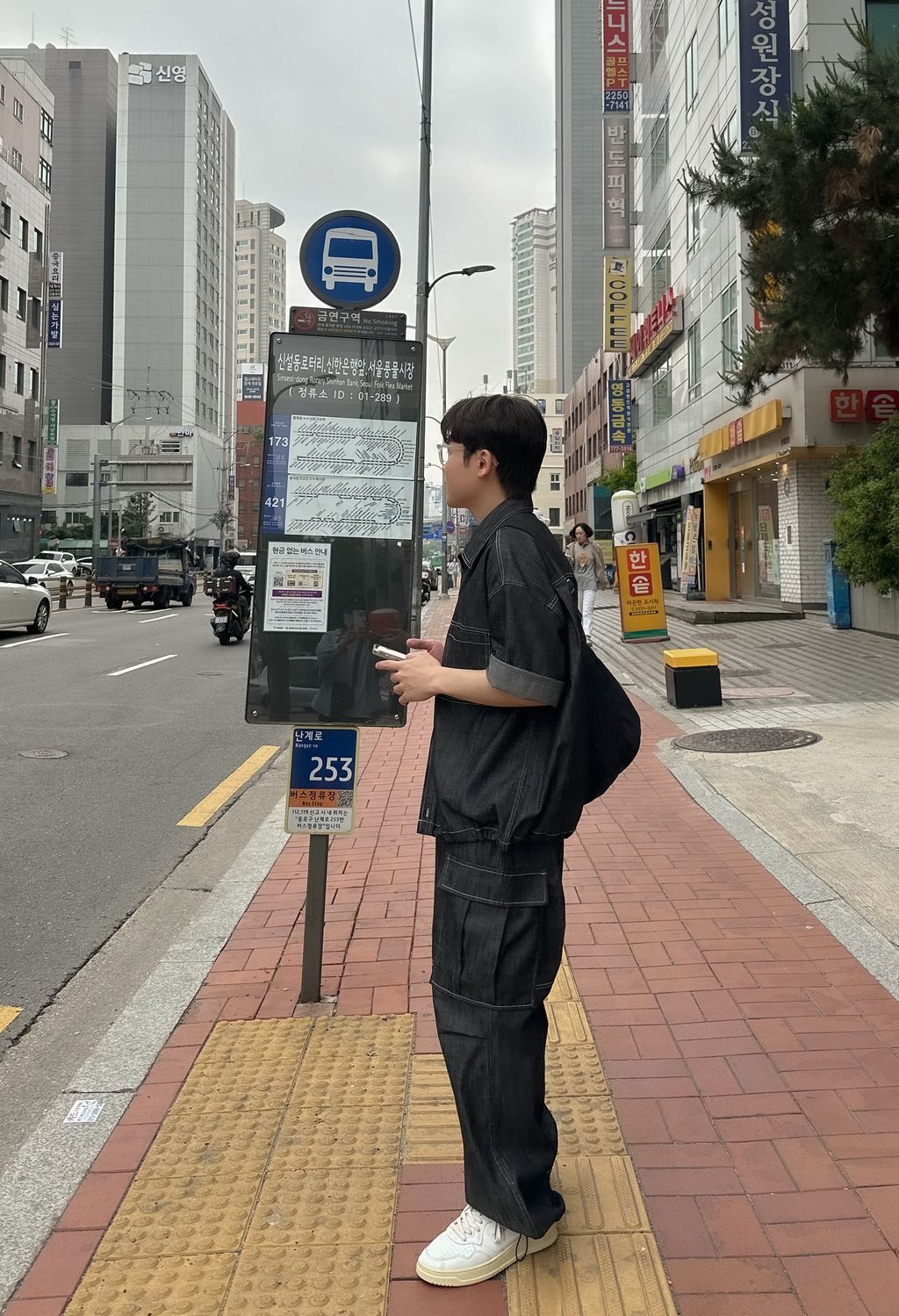 OPPAKOREA 口袋亞麻牛仔抽繩短袖襯衫