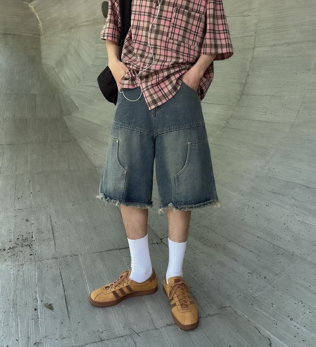 OPPAKOREA Vintage 格紋泡泡紗短袖襯衫