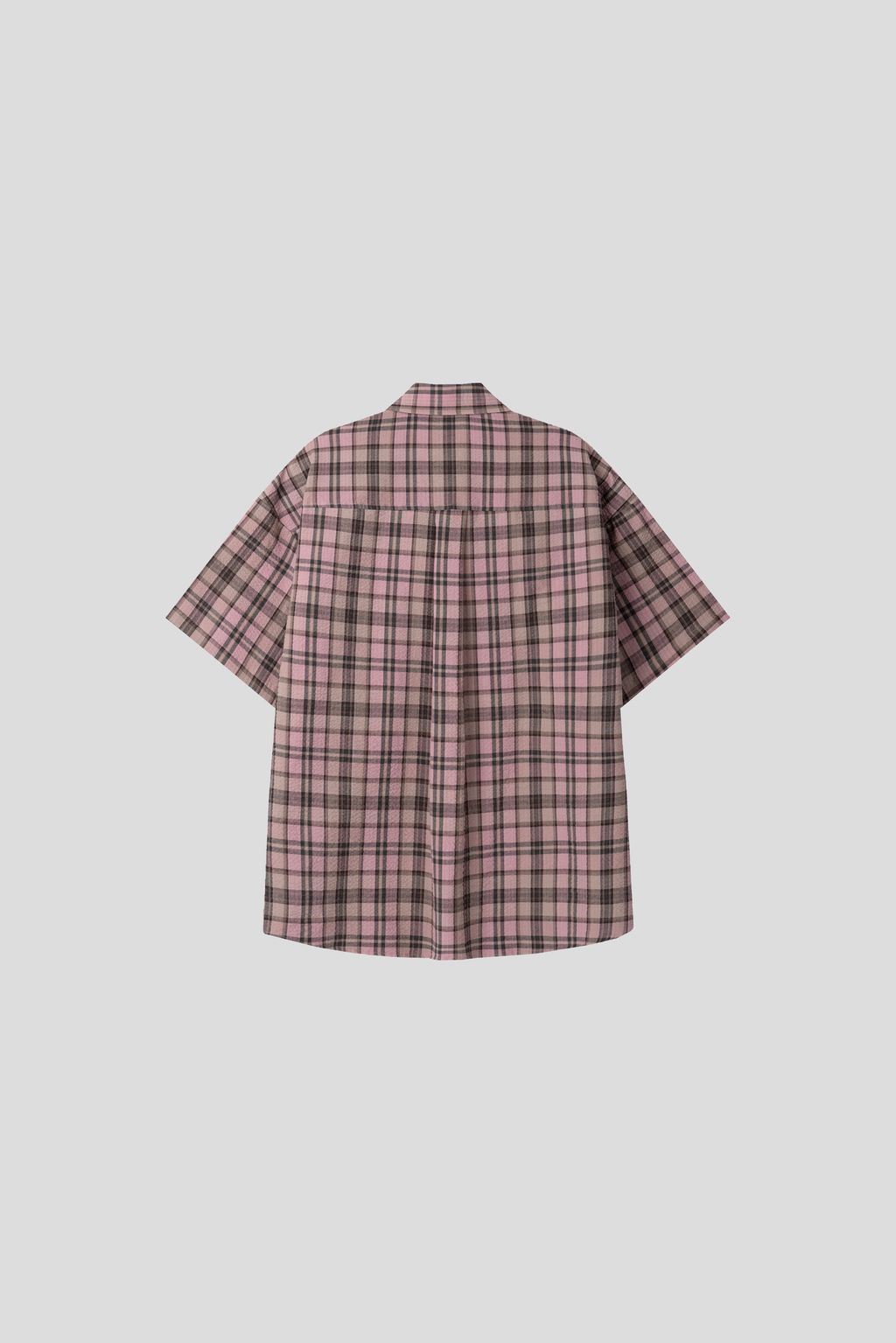 OPPAKOREA Vintage 格紋泡泡紗短袖襯衫
