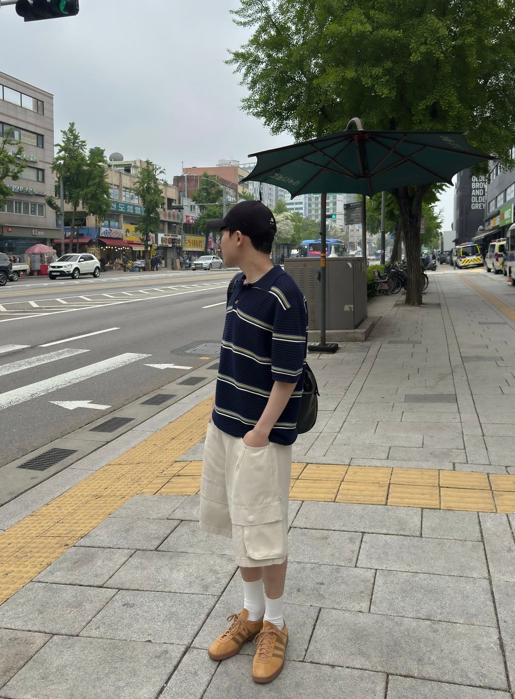 OPPAKOREA 拼接口袋百慕達短褲 (2色)