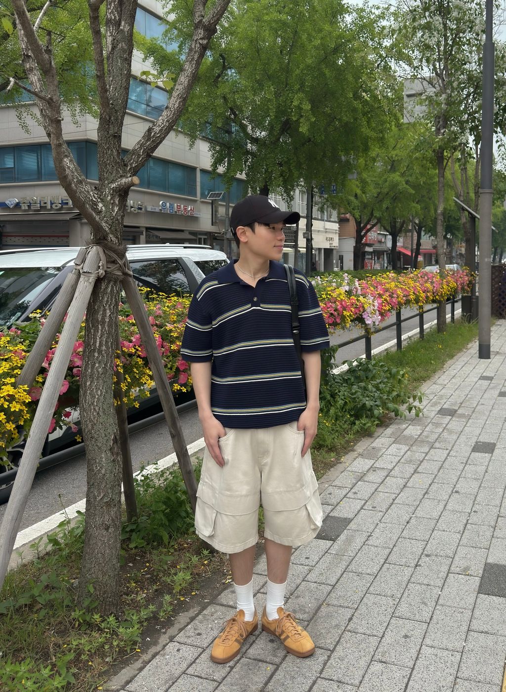 OPPAKOREA 拼接口袋百慕達短褲 (2色)