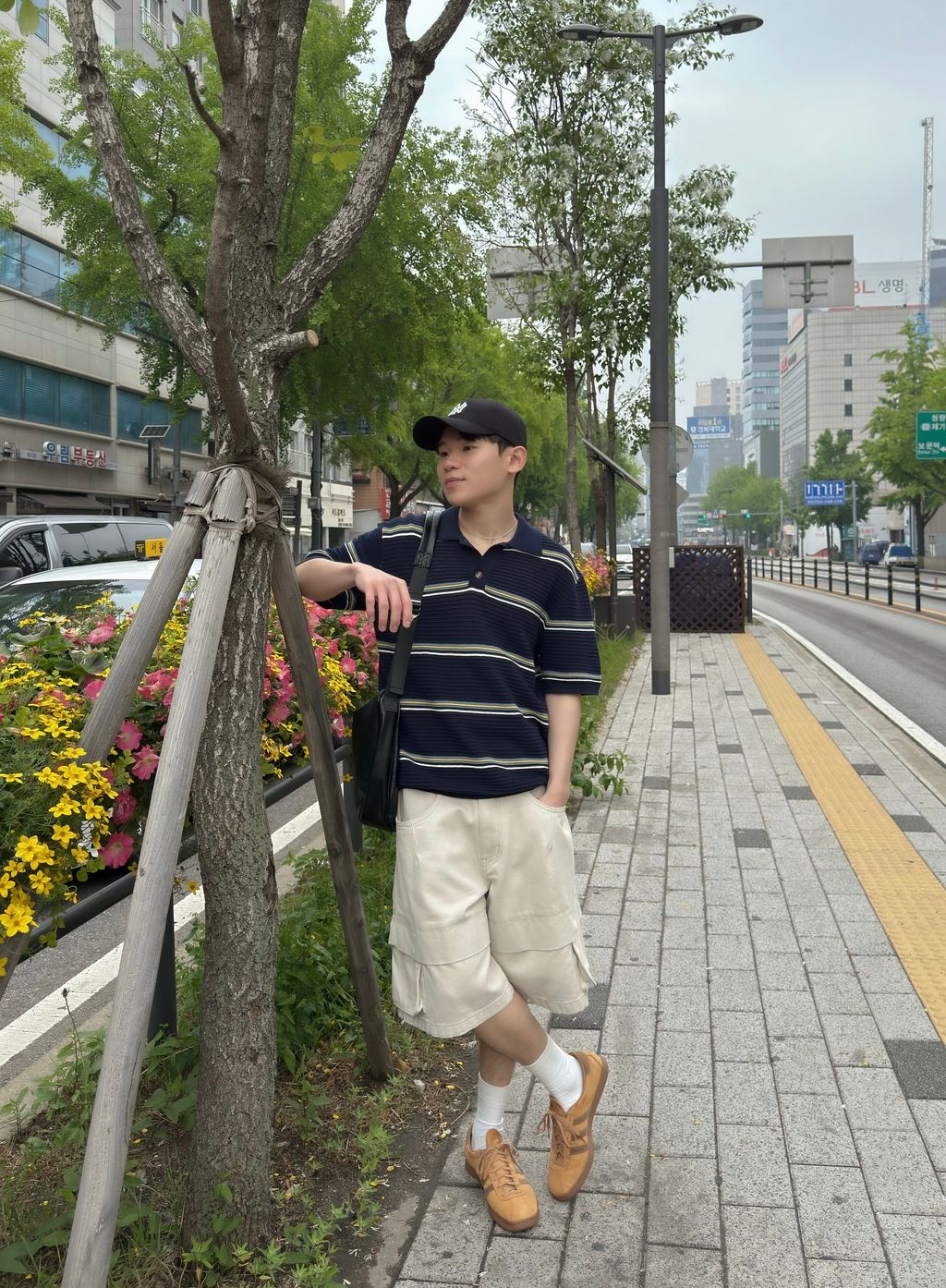 OPPAKOREA 拼接口袋百慕達短褲 (2色)