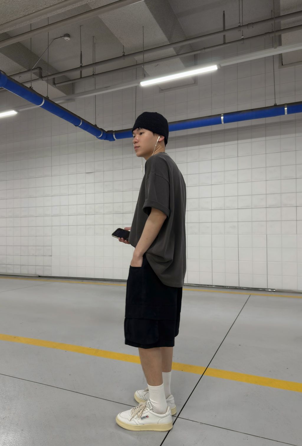OPPAKOREA 拼接口袋百慕達短褲 (2色)