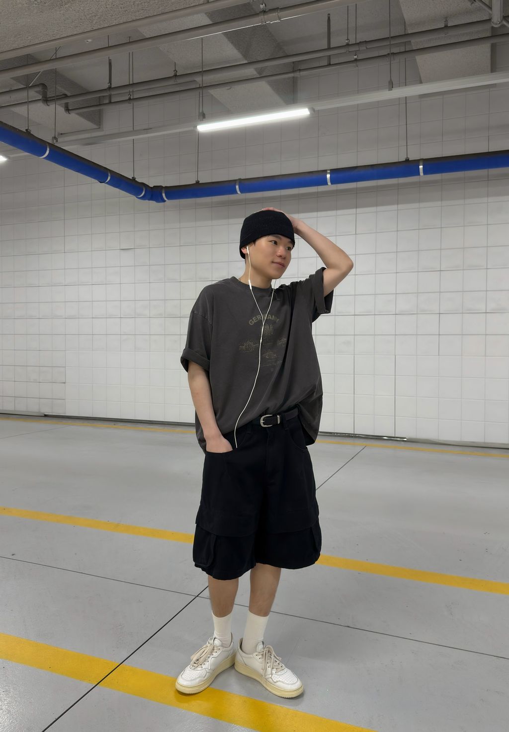 OPPAKOREA 拼接口袋百慕達短褲 (2色)