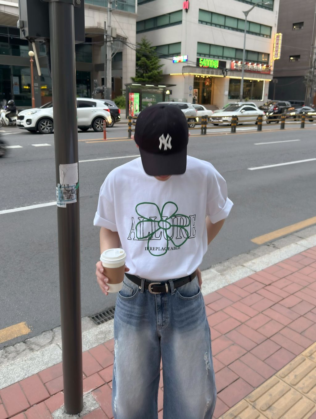 OPPAKOREA 花絨刺繡英字短T (2色) (推薦單品!!!)