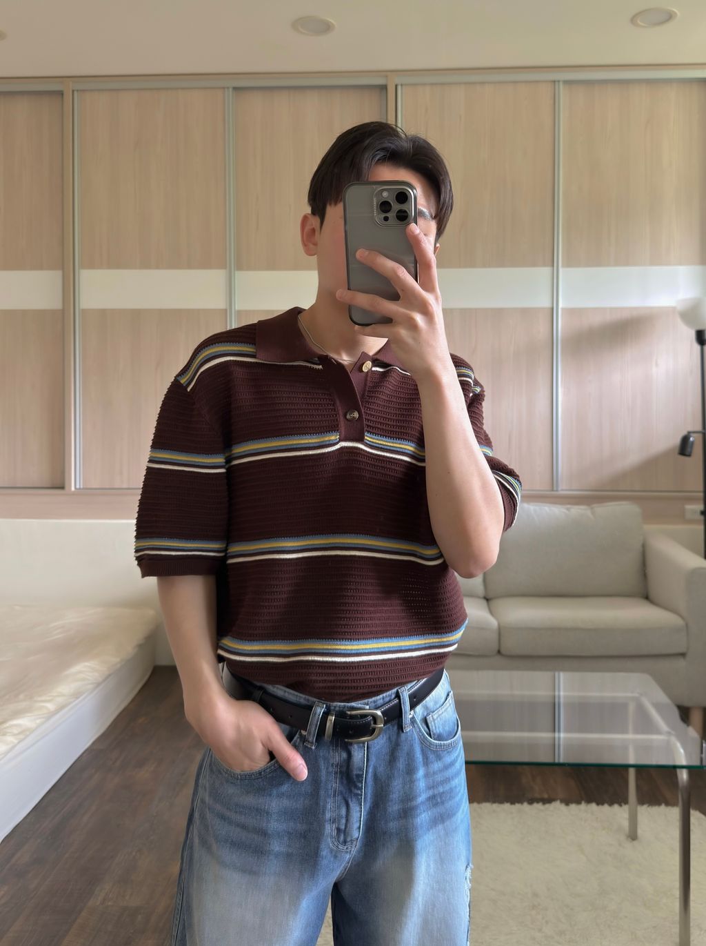 OPPAKOREA 微破壞水洗弧形牛仔寬褲 (推薦單品!!!)