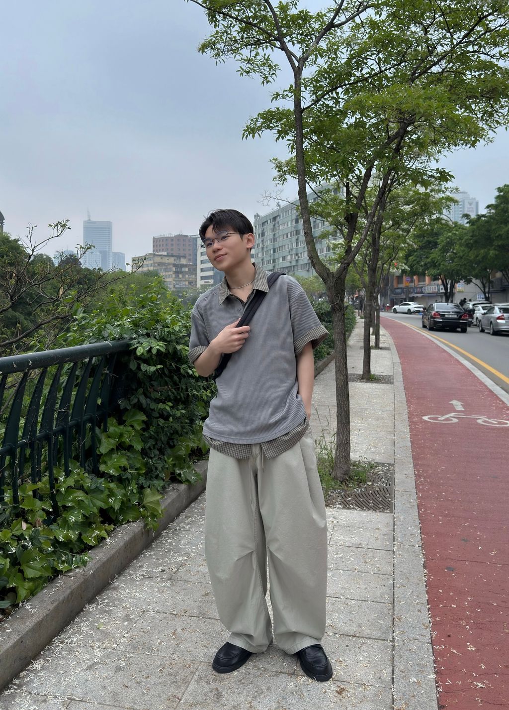 OPPAKOREA 亨利領斜扣華夫格短T (3色)