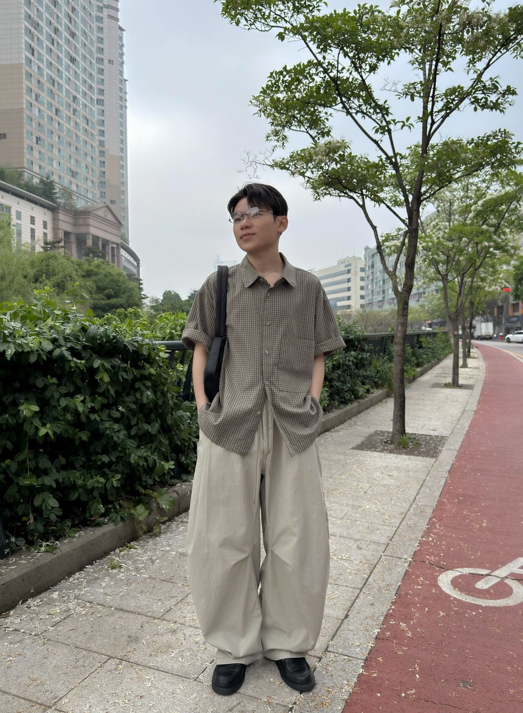 OPPAKOREA 亨利領斜扣華夫格短T (3色)