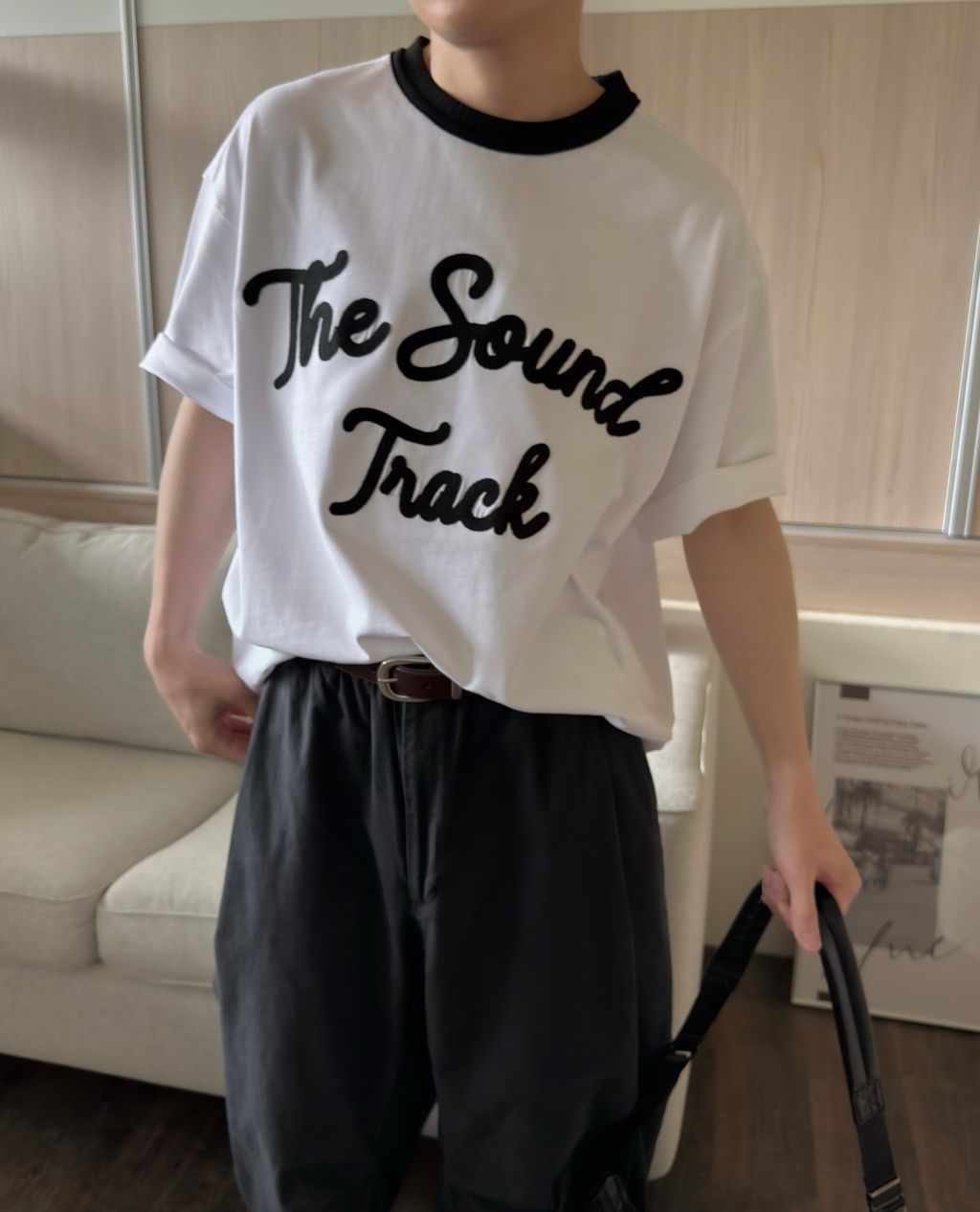 OPPAKOREA Track 鍊式英字刺繡短T (2色)