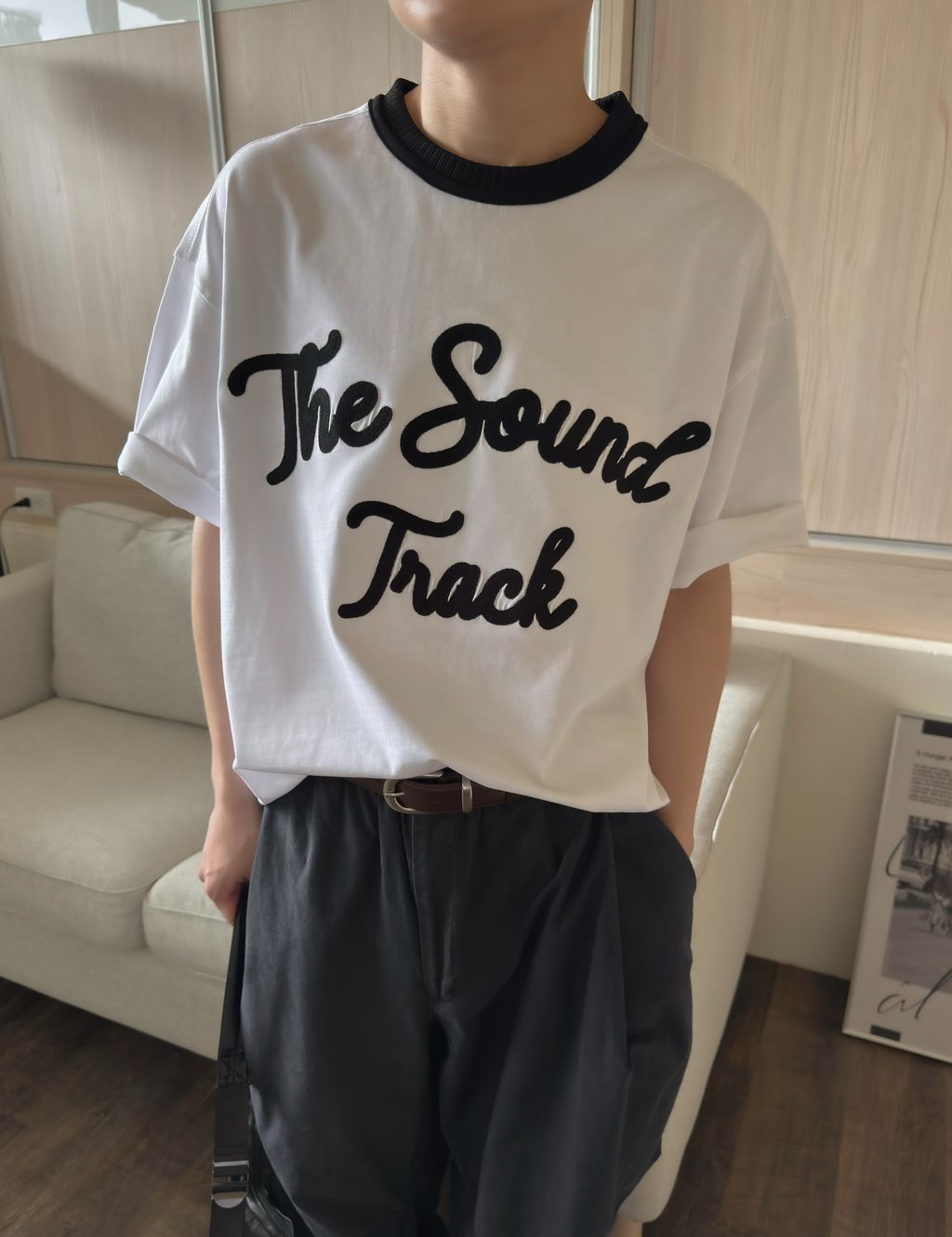 OPPAKOREA Track 鍊式英字刺繡短T (2色)
