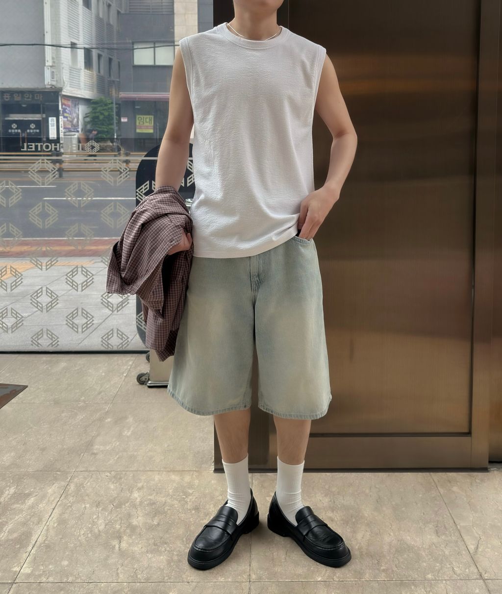 OPPAKOREA Salty 水洗百慕達牛仔短褲