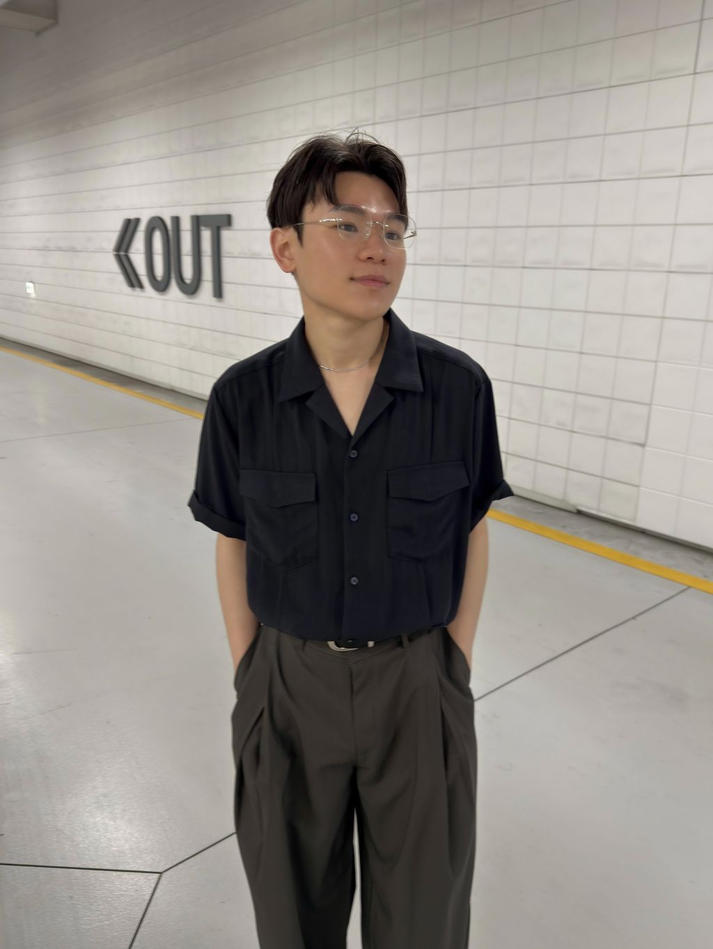 OPPAKOREA Cooling 切線口袋亞麻短袖襯衫 (3色)