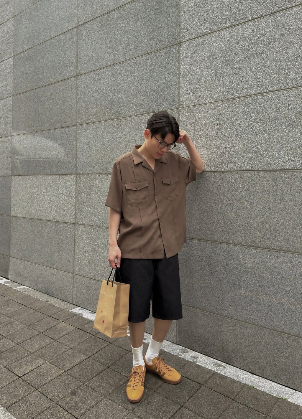 OPPAKOREA Non Fade 細紋百慕達牛仔短褲