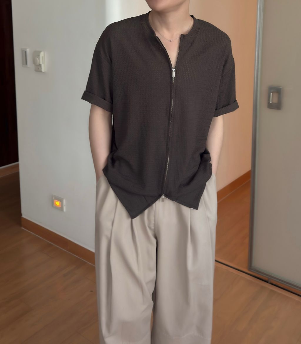 OPPAKOREA 圓領雙拉鏈針織短衫 (4色)