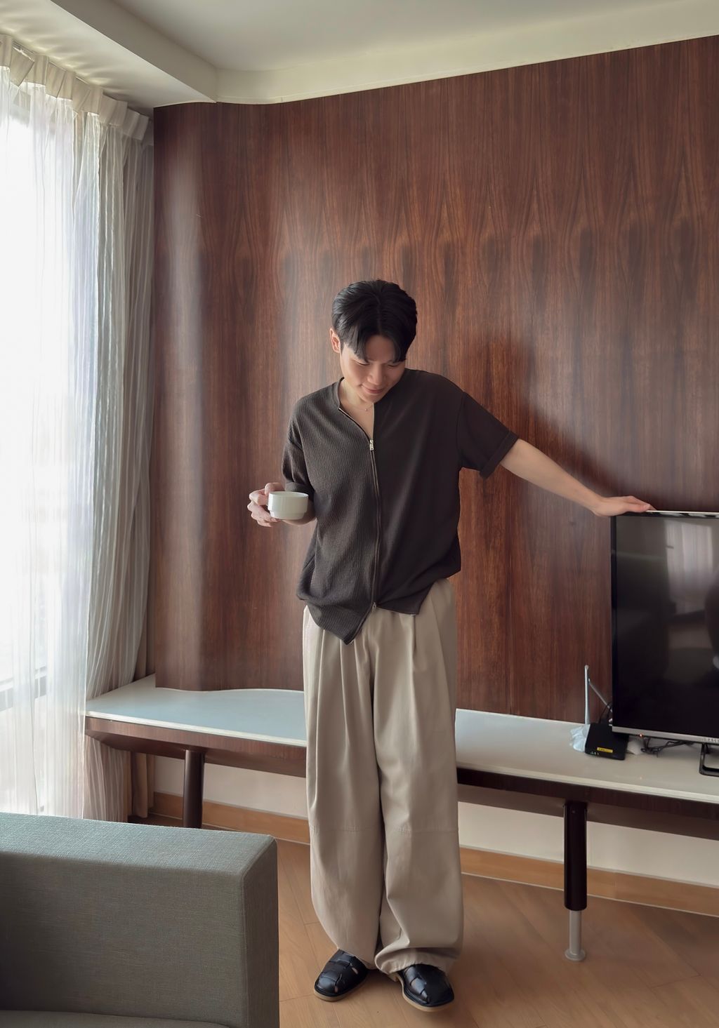 OPPAKOREA 圓領雙拉鏈針織短衫 (4色)
