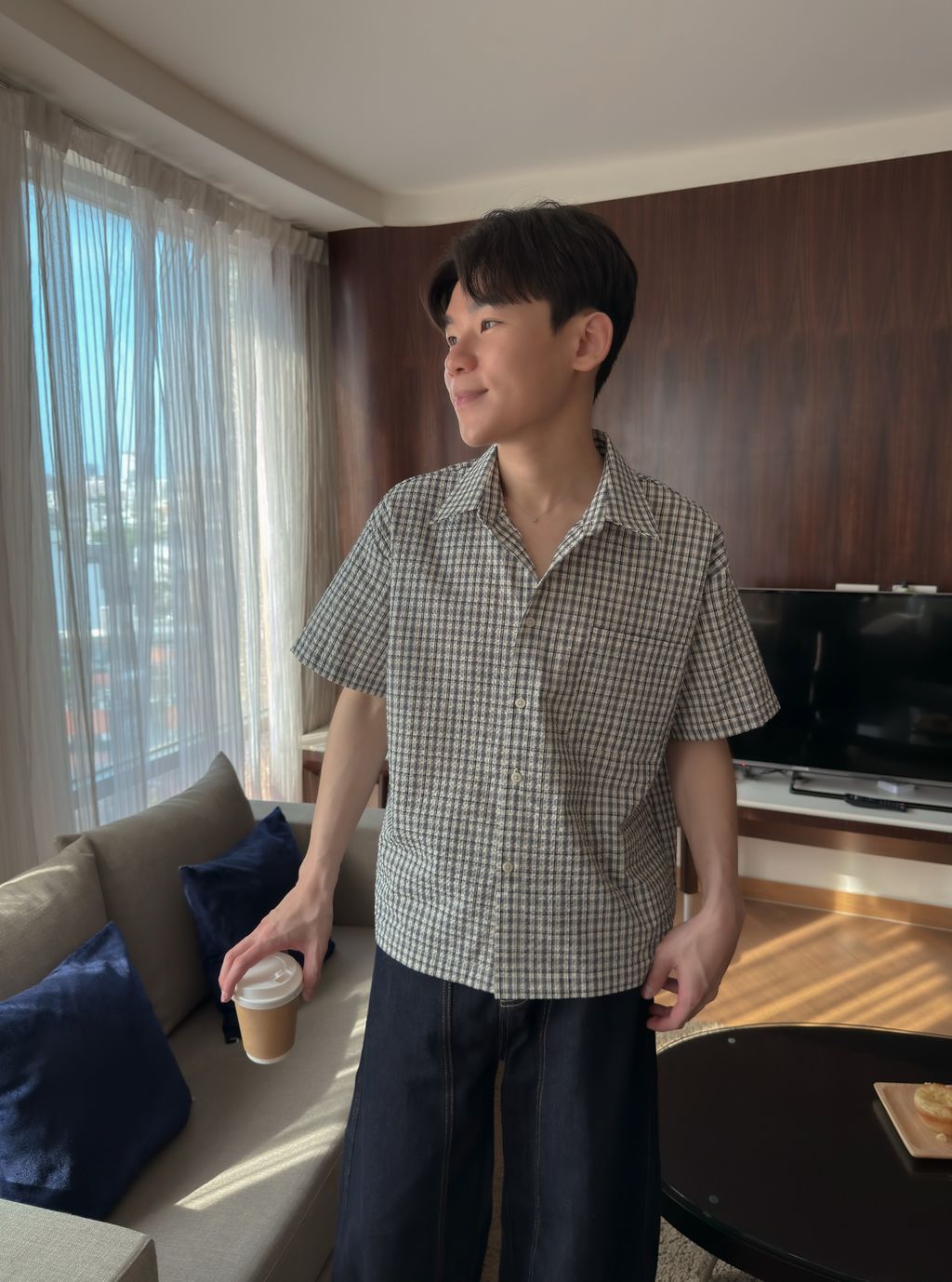 OPPAKOREA 弧形車線原色牛仔寬褲 (打造長腿線條感!!!)