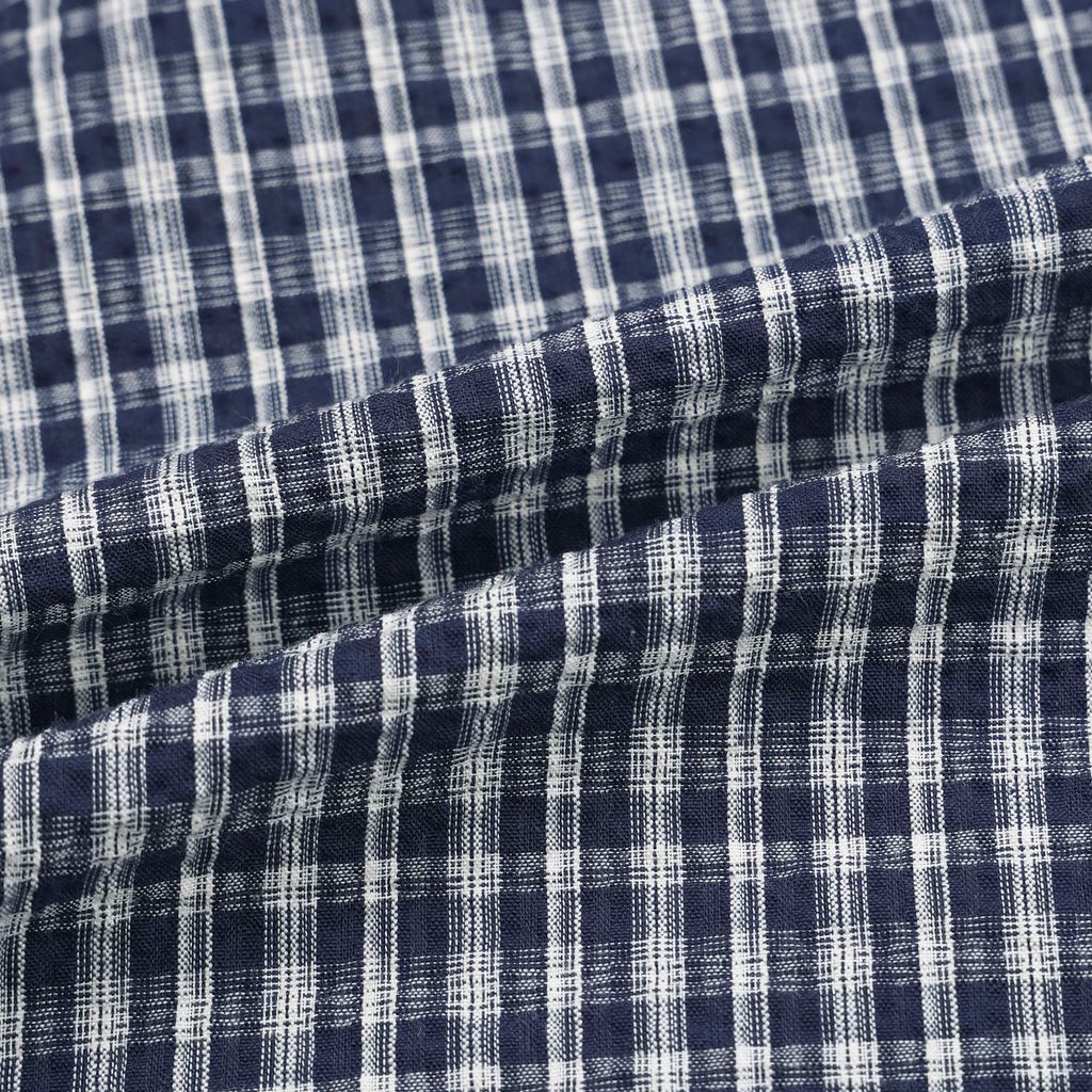 OPPAKOREA 泡泡紗格紋短版短袖襯衫 (3色)