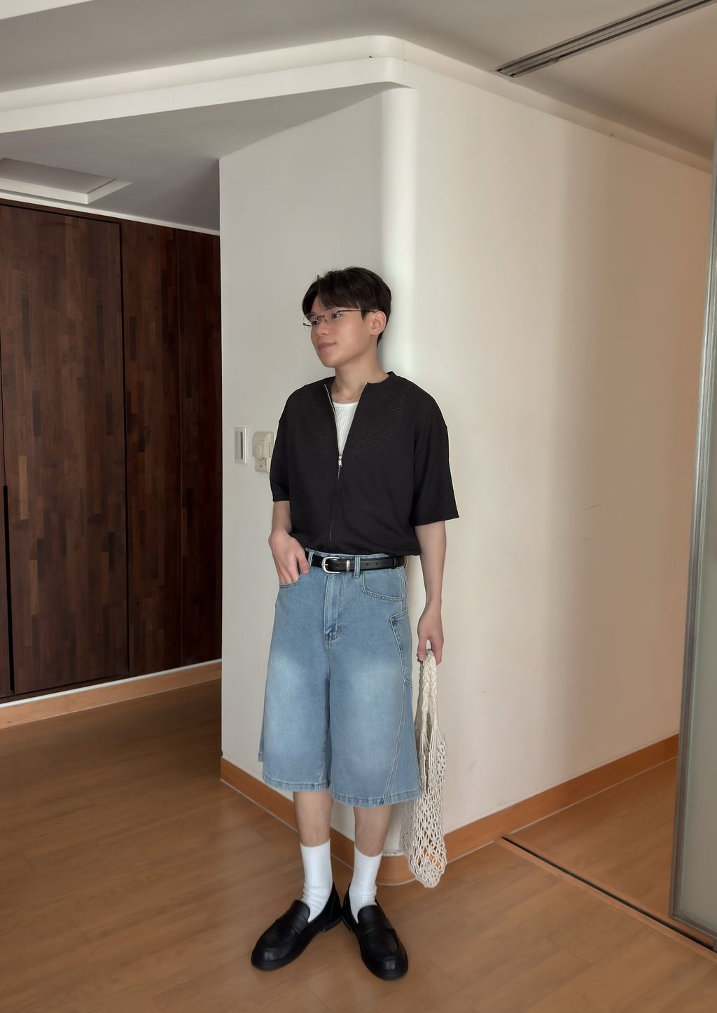 OPPAKOREA 圓領雙拉鏈針織短衫 (4色)