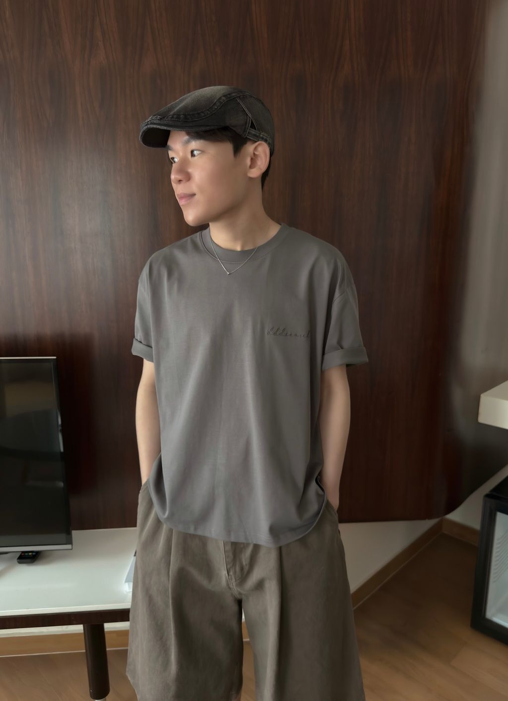 OPPAKOREA 洗舊打褶木匠百慕達短褲 (2色) (獨特的後口袋設計!!!)