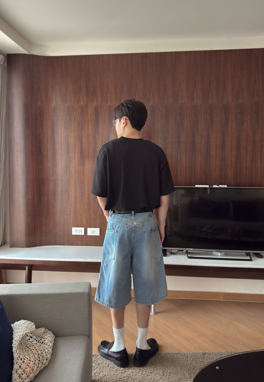 OPPAKOREA 側口袋弧線百慕達牛仔短褲 (3色) (推薦單品!!!)