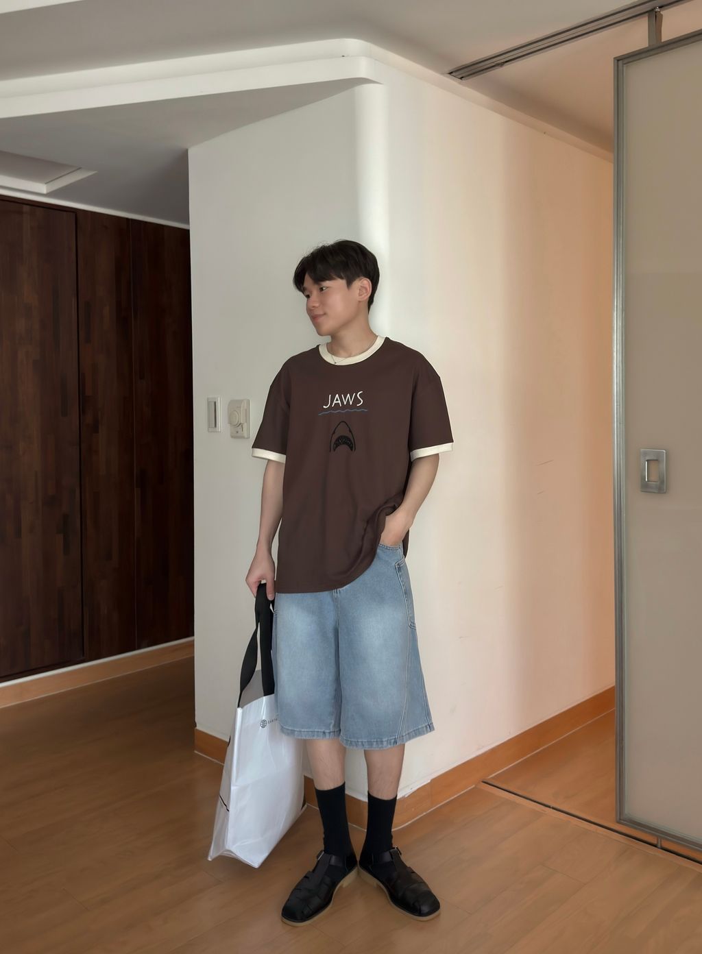 OPPAKOREA 側口袋弧線百慕達牛仔短褲 (3色) (推薦單品!!!)