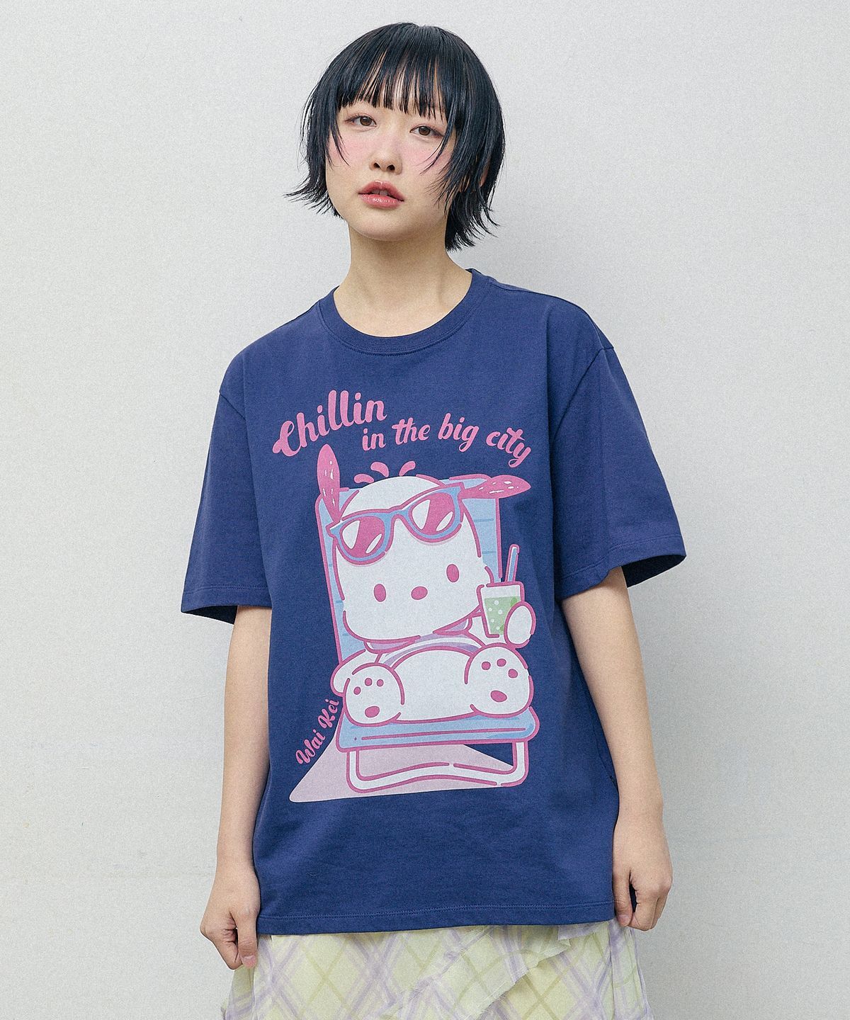 ★WAIKEI★ Love Love Pochaco Short Sleeve T-shirt Pink YKBE0 PREORDER] WAIKEI X POCHACCO Love Love Pochacco Short Sleeve