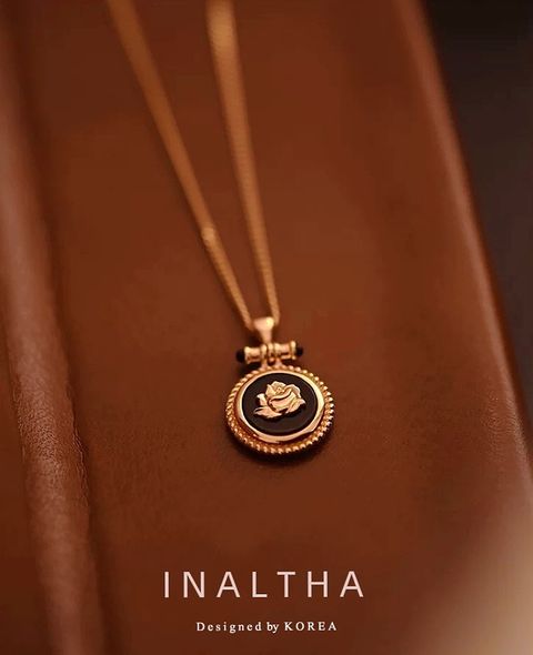 18K金黑瑪瑙法式玫瑰項鍊– Inaltha Jewelry