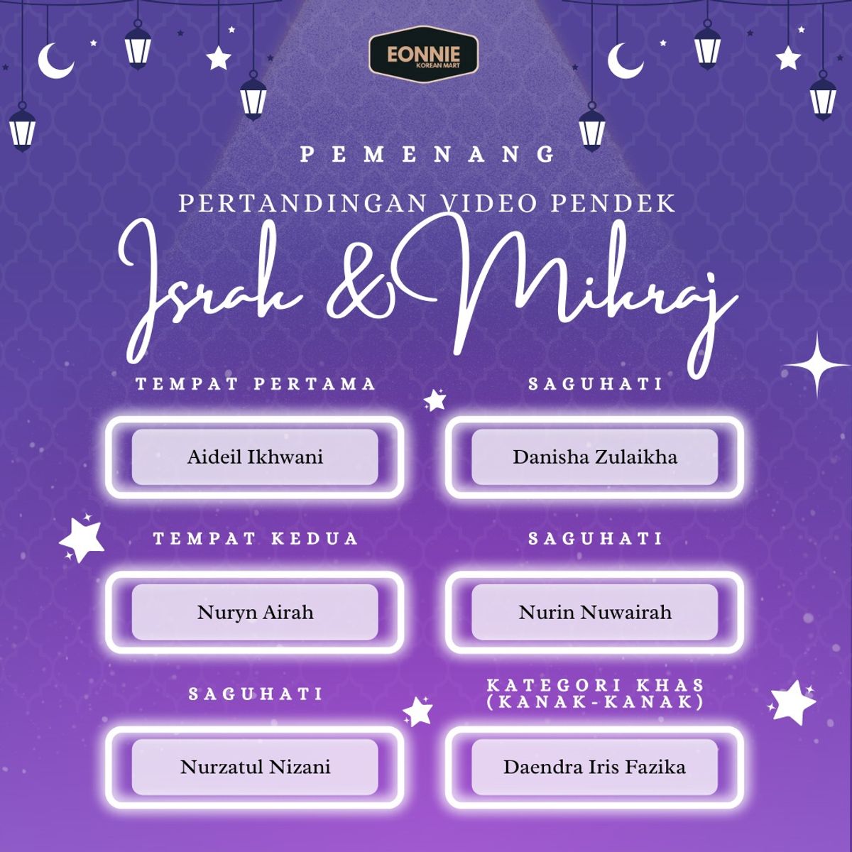 Pemenang Pertandingan Video Pendek Israk & Mikraj