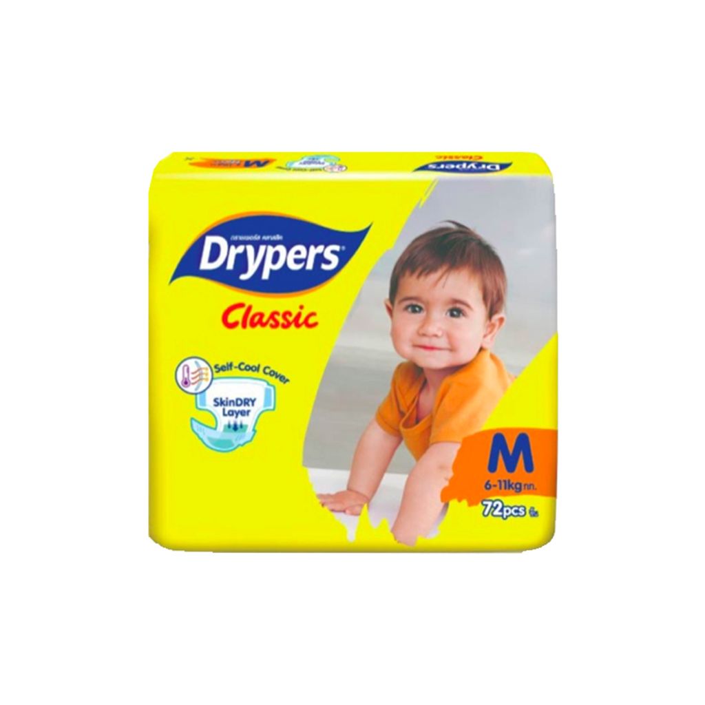 Drypers Classic Tape M 72's (6-11kg) – Happy Baby