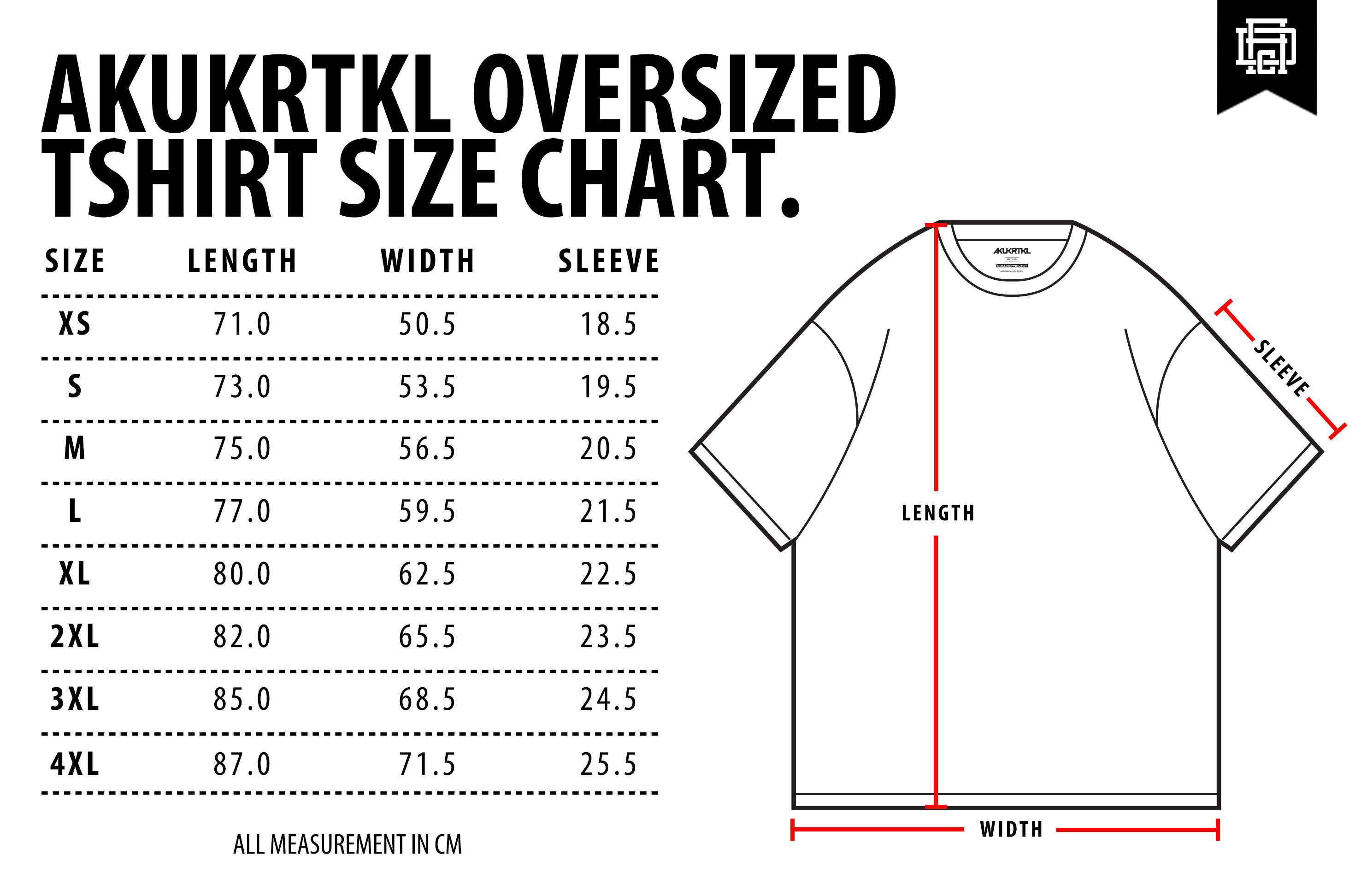 AkuKrtkl Oversized Tshirt Size Chart - WF