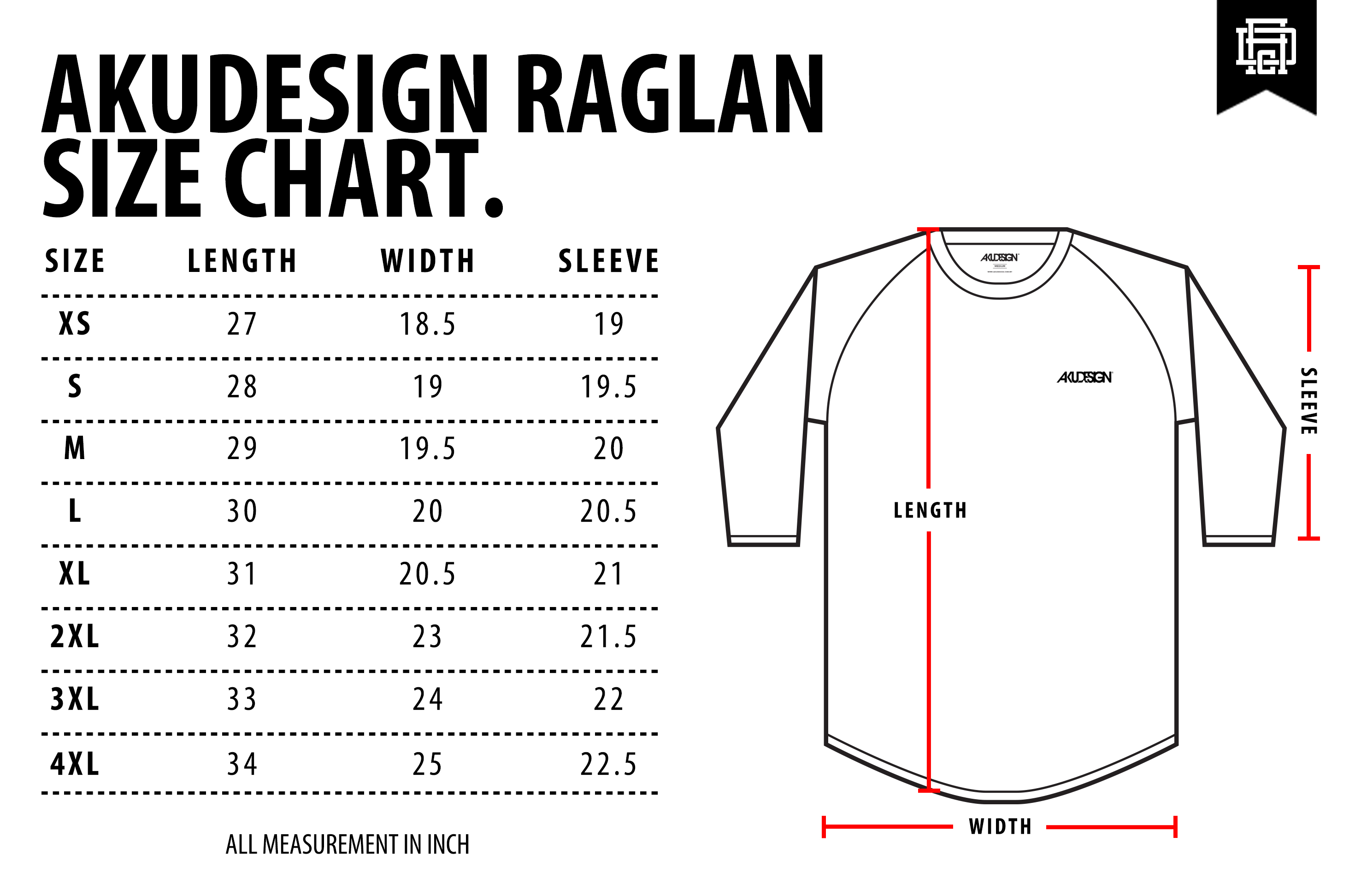 Raglan Size Chart - WF
