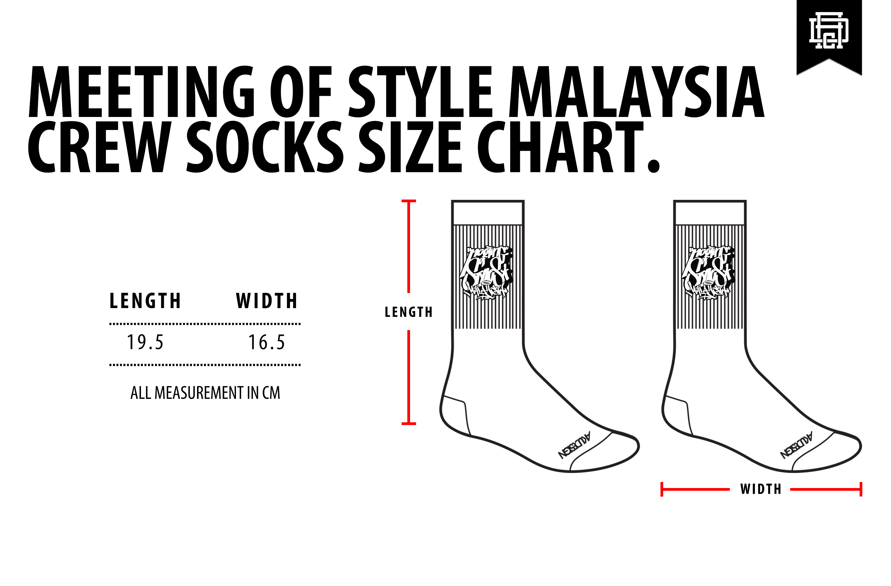 MOS Crew Socks Size Chart - WF