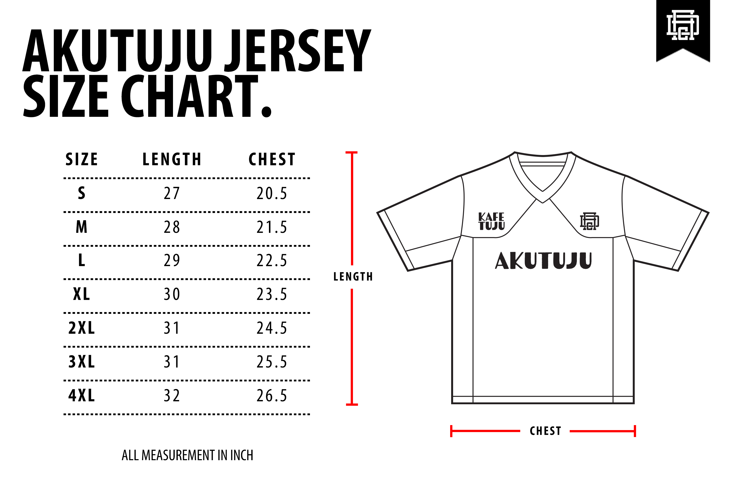 AkuTuju Jersey Size Chart - WF